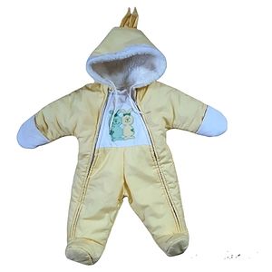 Infant double zipper hooded snowsuit. Size 6 months